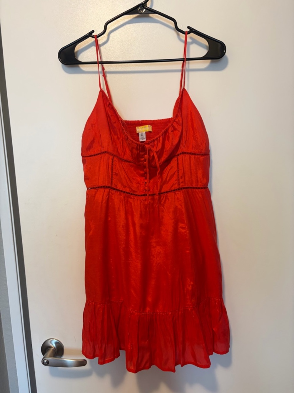 Urban Outfitters Red Satin Spaghetti Strap Mini Dress